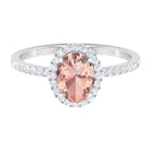 Rosec Jewels-1.50 CT Oval Shape Morganite Ring with Diamond Halo