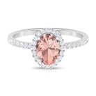 Rosec Jewels-1.50 CT Oval Shape Morganite Ring with Diamond Halo