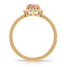 Rosec Jewels-1.50 CT Oval Shape Morganite Ring with Diamond Halo