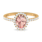 Rosec Jewels-1.50 CT Oval Shape Morganite Ring with Diamond Halo