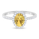 Rosec Jewels-1.5 CT Oval Cut Citrine and Diamond Halo Engagement Ring