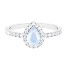 Rosec Jewels-1.25 CT Pear Cut Moonstone Solitaire Simple Engagement Ring with Diamond Accent