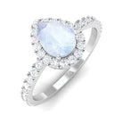 Rosec Jewels-1.25 CT Pear Cut Moonstone Solitaire Simple Engagement Ring with Diamond Accent