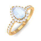 Rosec Jewels-1.25 CT Pear Cut Moonstone Solitaire Simple Engagement Ring with Diamond Accent