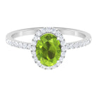 Rosec Jewels-Oval Peridot Halo Engagement Ring with Diamond