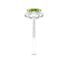 Rosec Jewels-Oval Peridot Halo Engagement Ring with Diamond