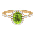 Rosec Jewels-Oval Peridot Halo Engagement Ring with Diamond