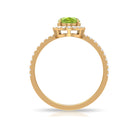 Rosec Jewels-Oval Peridot Halo Engagement Ring with Diamond