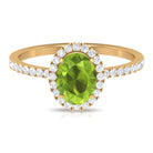 Rosec Jewels-Oval Peridot Halo Engagement Ring with Diamond