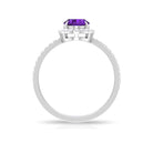 Rosec Jewels-Oval Amethyst Halo Engagement Ring with Diamond