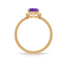 Rosec Jewels-Oval Amethyst Halo Engagement Ring with Diamond