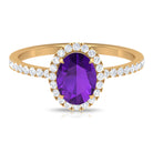 Rosec Jewels-Oval Amethyst Halo Engagement Ring with Diamond