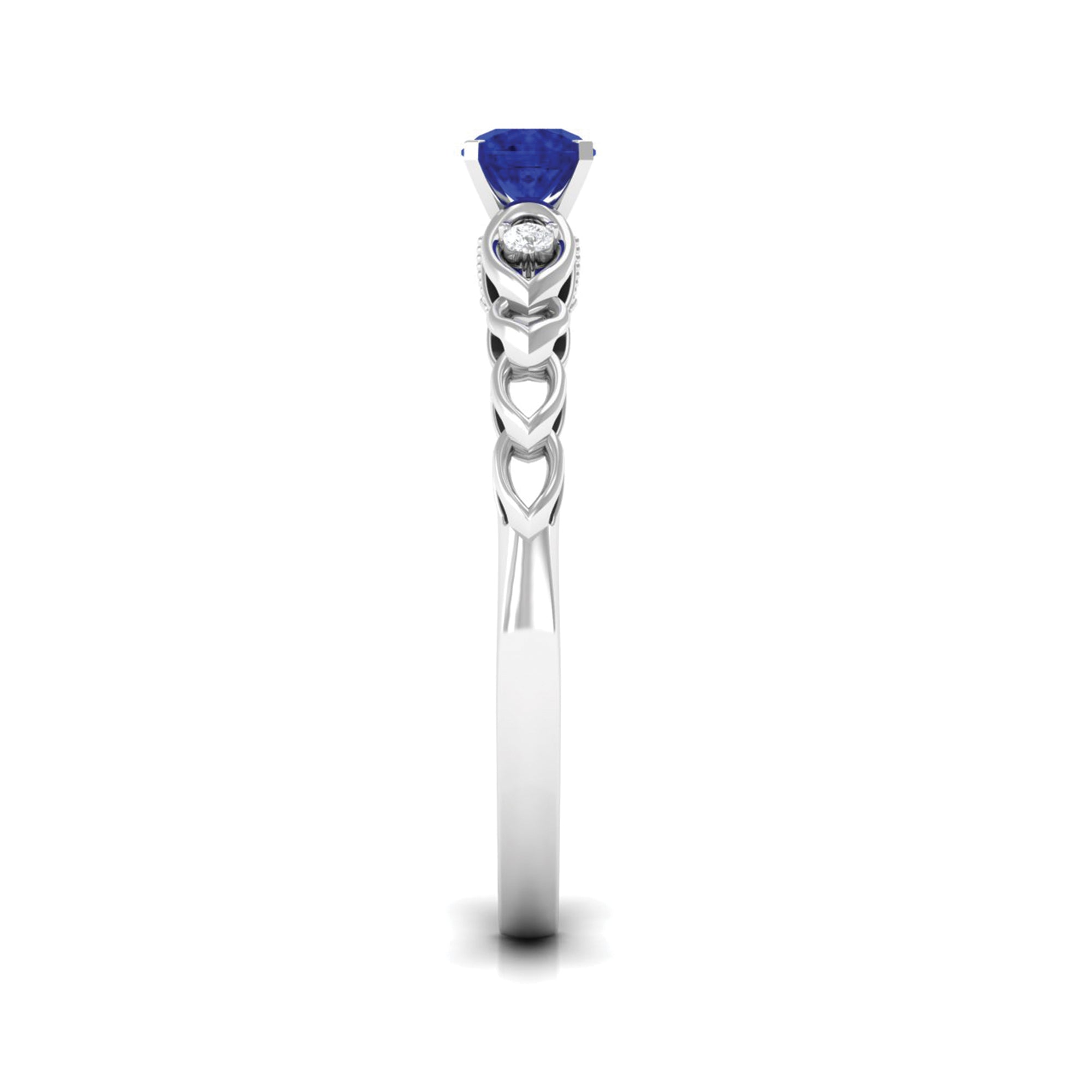 Rosec Jewels-Round Created Blue Sapphire and Diamond Designer Promise Ring