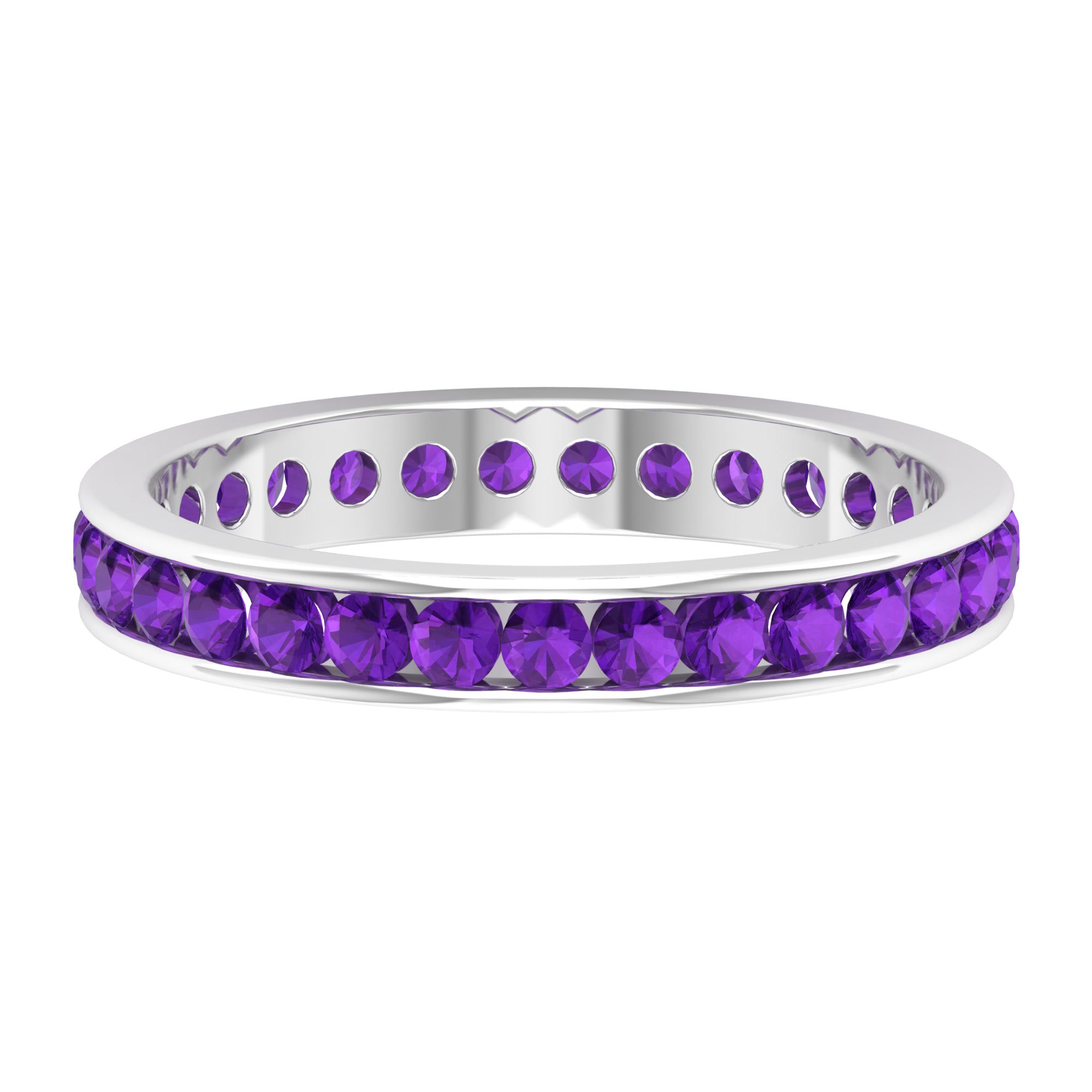 Rosec Jewels-Round Shape Amethyst Eternity Ring in Channel Setting