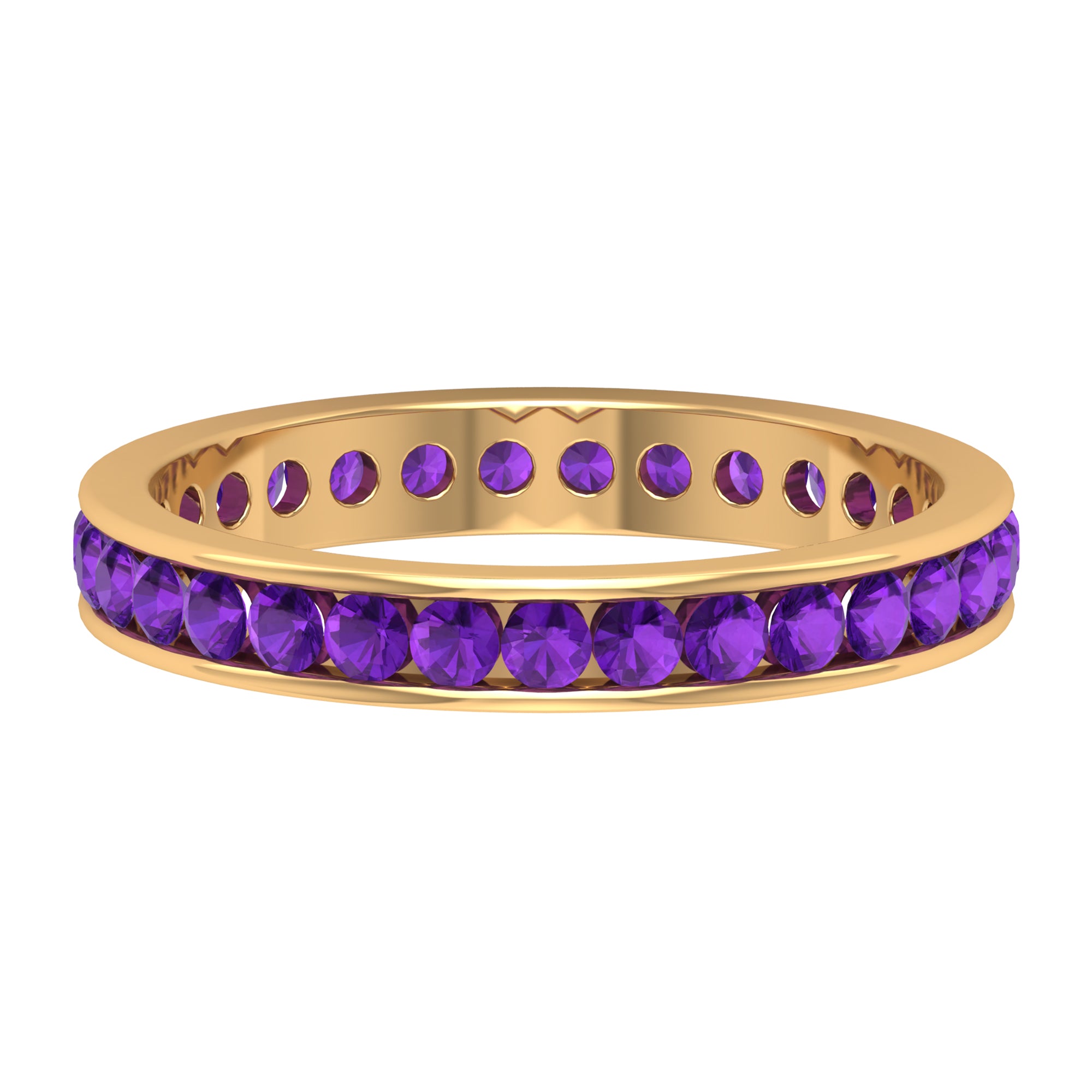 Rosec Jewels-Round Shape Amethyst Eternity Ring in Channel Setting