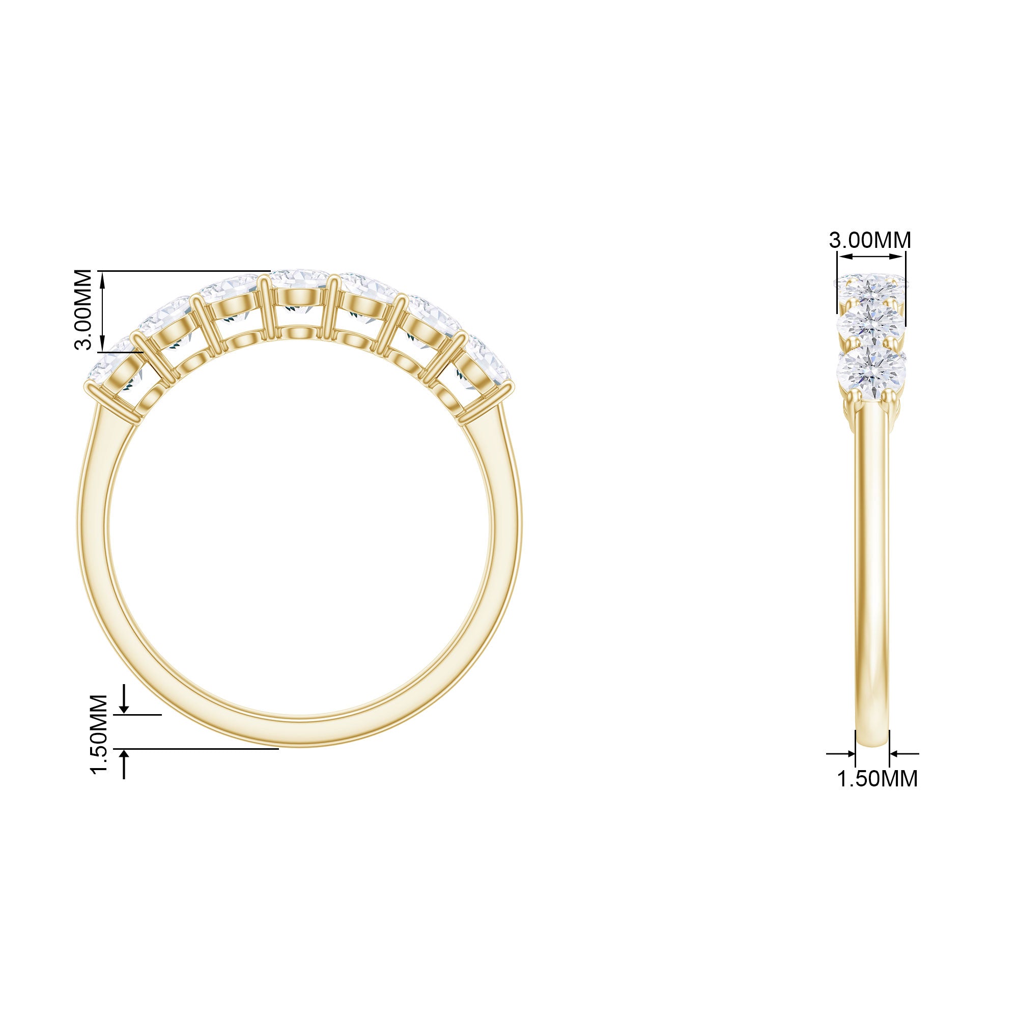 Rosec Jewels-Minimal Round Diamond Seven Stone Half Eternity Ring