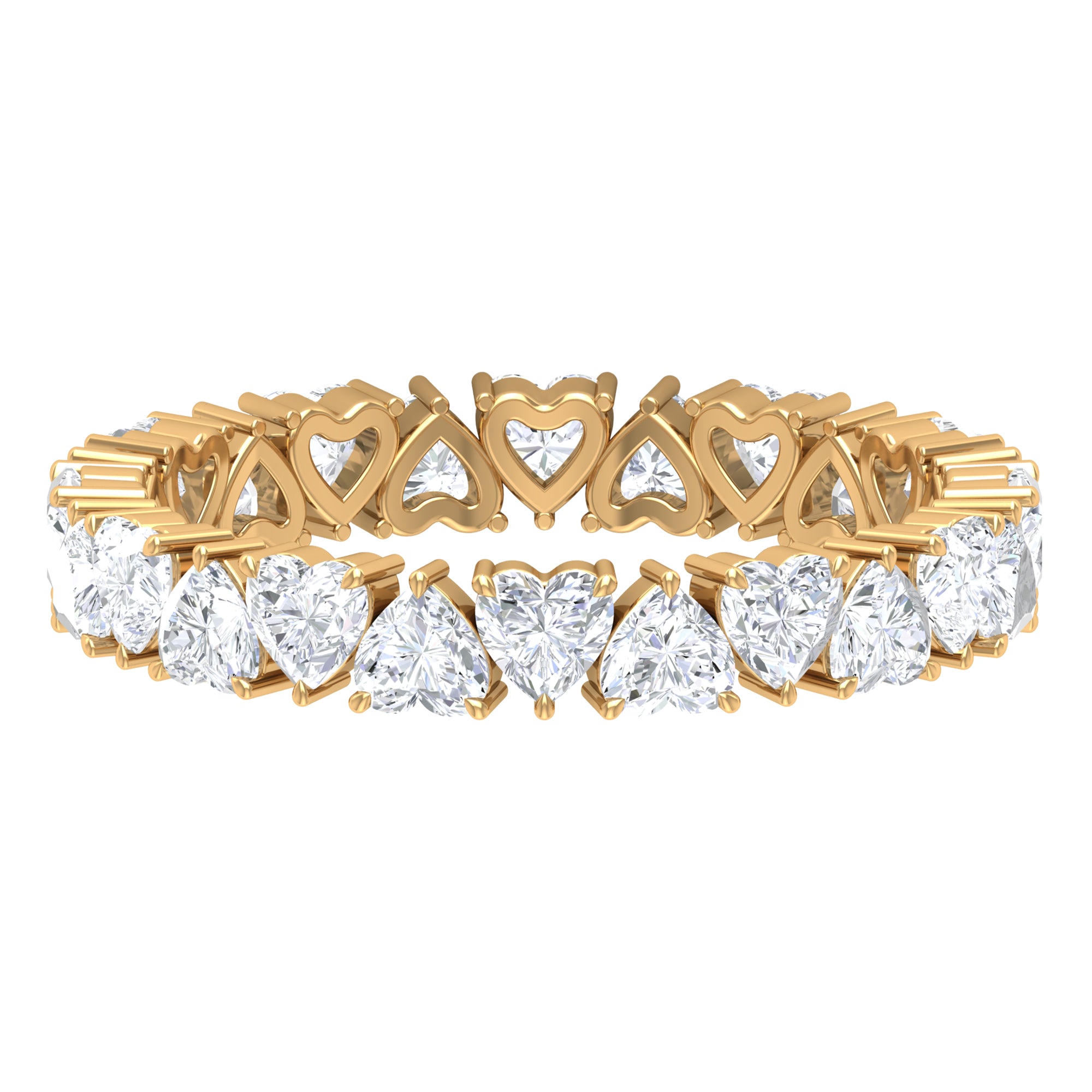 Rosec Jewels-Claw Set Certified Moissanite Heart Eternity Band Ring in Gold