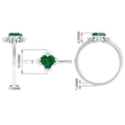 Rosec Jewels-Heart Shape Created Emerald Designer Engagement Ring with Diamond