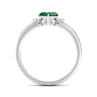 Rosec Jewels-Heart Shape Created Emerald Designer Engagement Ring with Diamond