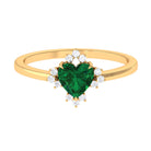 Rosec Jewels-Heart Shape Created Emerald Designer Engagement Ring with Diamond