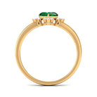 Rosec Jewels-Heart Shape Created Emerald Designer Engagement Ring with Diamond