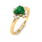 Rosec Jewels-Heart Shape Created Emerald Designer Engagement Ring with Diamond