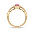 Rosec Jewels-Vintage Pink Sapphire and Diamond Engagement Ring with Milgrain Details