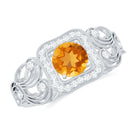 Rosec Jewels-Vintage Citrine and Diamond Milgrain Engagement Ring