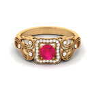 Rosec Jewels-Ruby Vintage Engagement Ring with Diamond