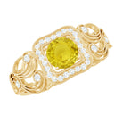 Rosec Jewels-Yellow Sapphire Vintage Engagement Ring with Diamond Halo