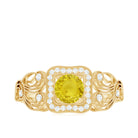 Rosec Jewels-Yellow Sapphire Vintage Engagement Ring with Diamond Halo