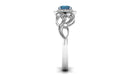 Rosec Jewels-Vintage London Blue Topaz and Diamond Milgrain Engagement Ring