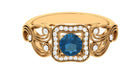 Rosec Jewels-Vintage London Blue Topaz and Diamond Milgrain Engagement Ring