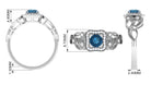 Rosec Jewels-Vintage London Blue Topaz and Diamond Milgrain Engagement Ring