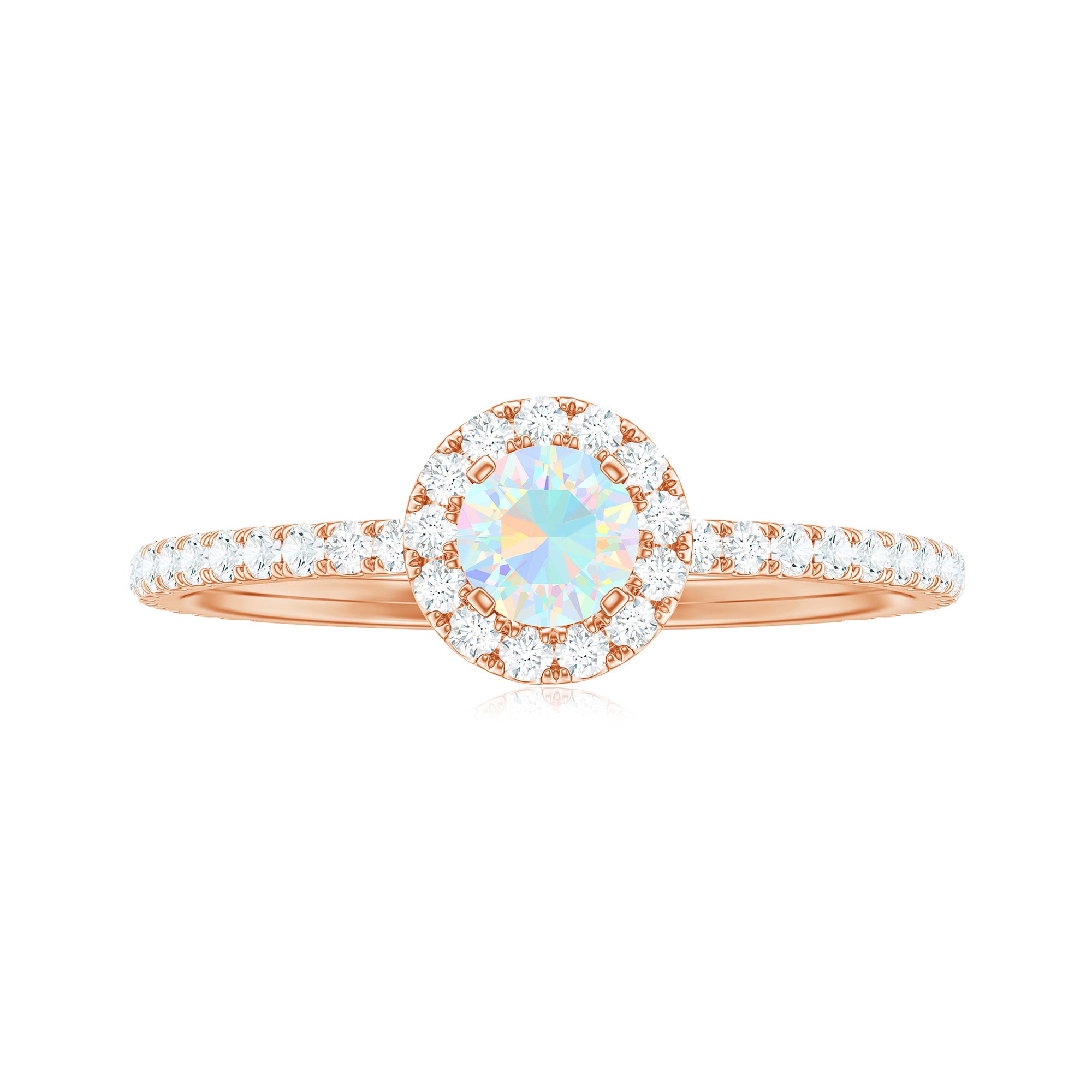 Rosec Jewels-3/4 CT Ethiopian Opal and Diamond Minimal Engagement Ring