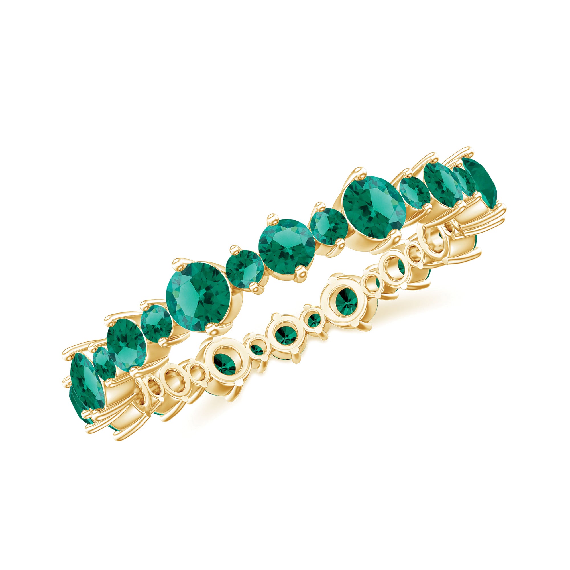 Rosec Jewels-Certified Lab Grown Emerald Round Eternity Band Ring