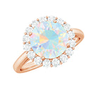 Rosec Jewels-2.50 CT Round Shape Ethiopian Opal and Diamond Engagement Ring