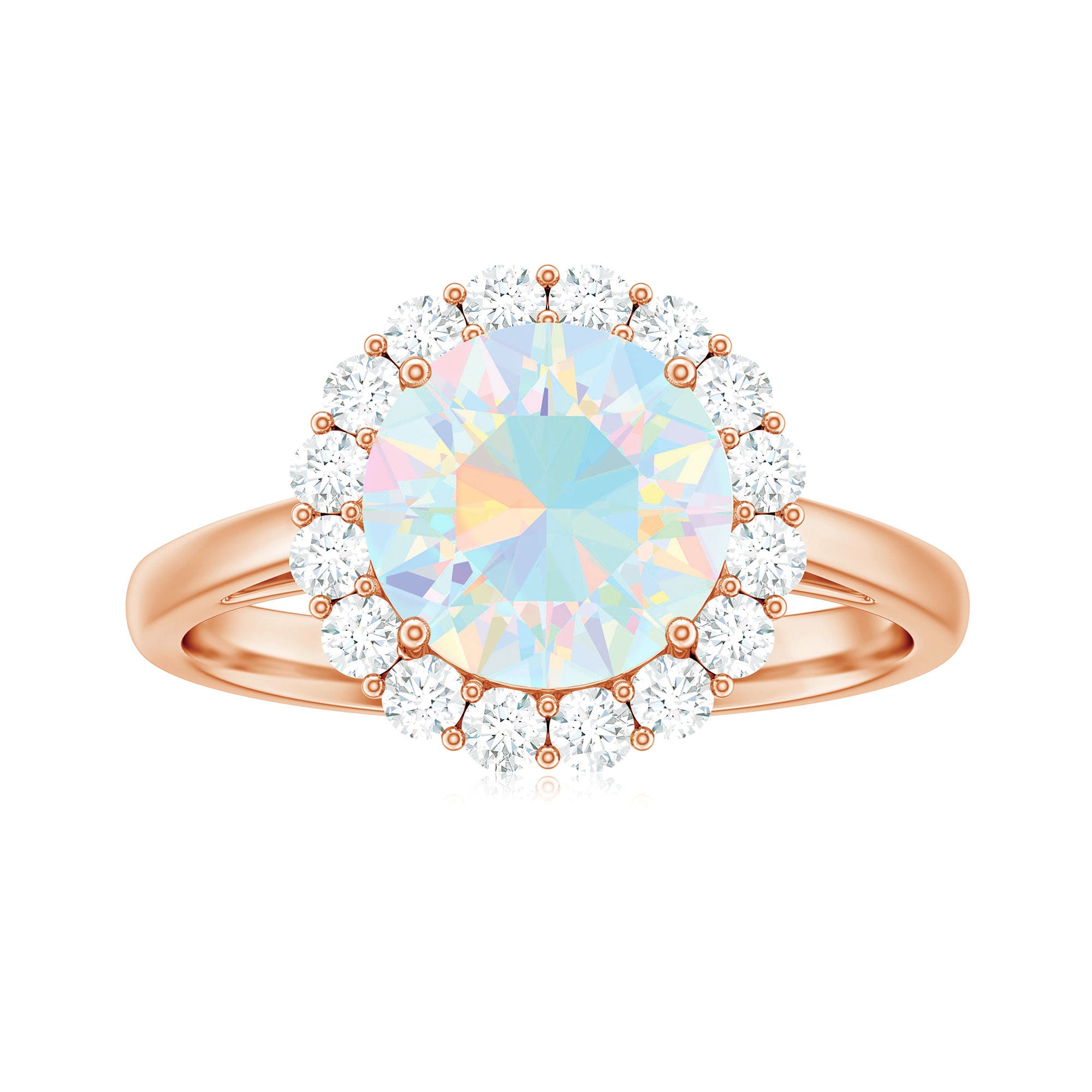 Rosec Jewels-2.50 CT Round Shape Ethiopian Opal and Diamond Engagement Ring