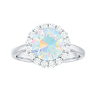 Rosec Jewels-2.50 CT Round Shape Ethiopian Opal and Diamond Engagement Ring