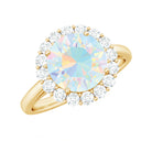 Rosec Jewels-2.50 CT Round Shape Ethiopian Opal and Diamond Engagement Ring