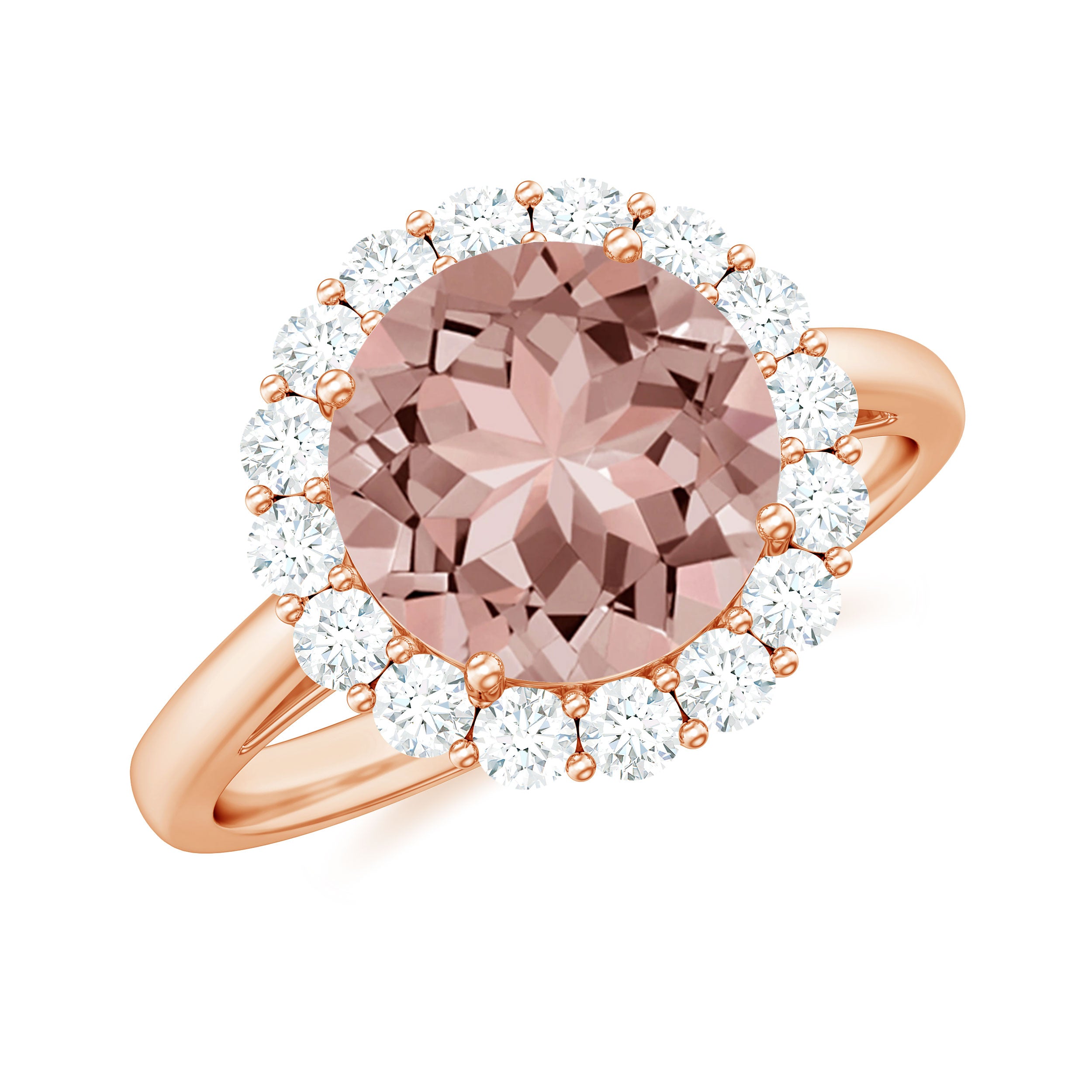 Rosec Jewels-2.50 CT Round Shape Morganite and Diamond Engagement Ring