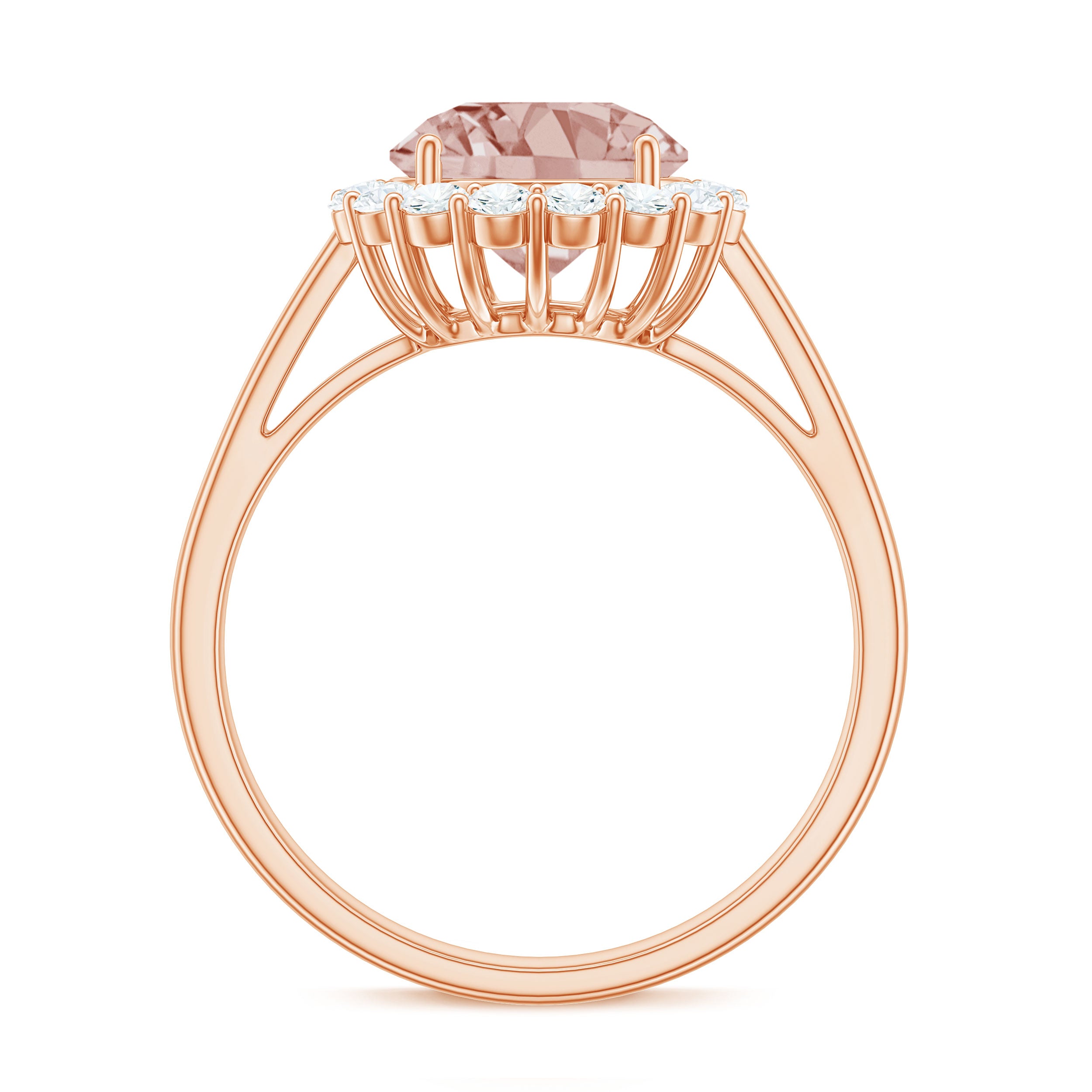 Rosec Jewels-2.50 CT Round Shape Morganite and Diamond Engagement Ring