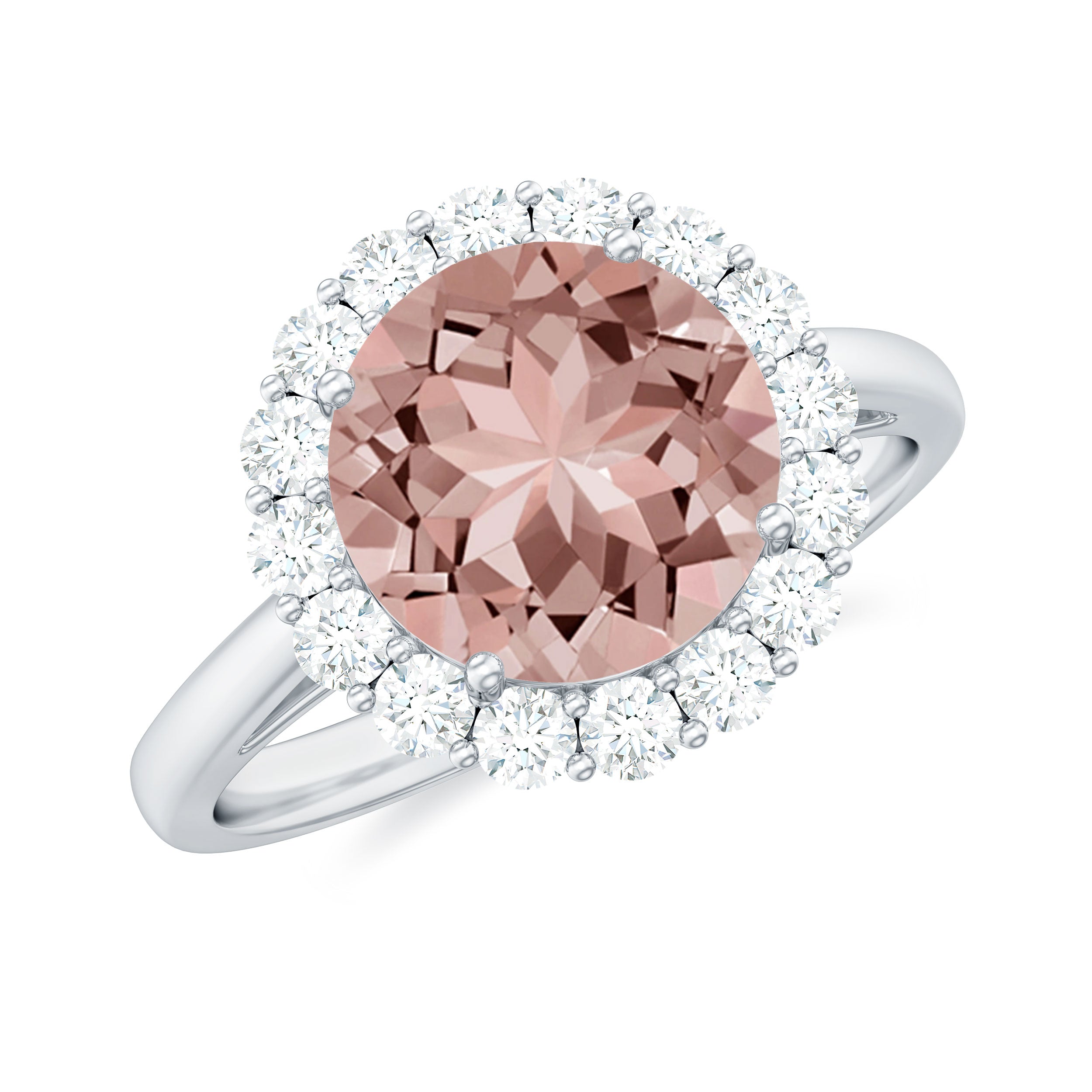 Rosec Jewels-2.50 CT Round Shape Morganite and Diamond Engagement Ring