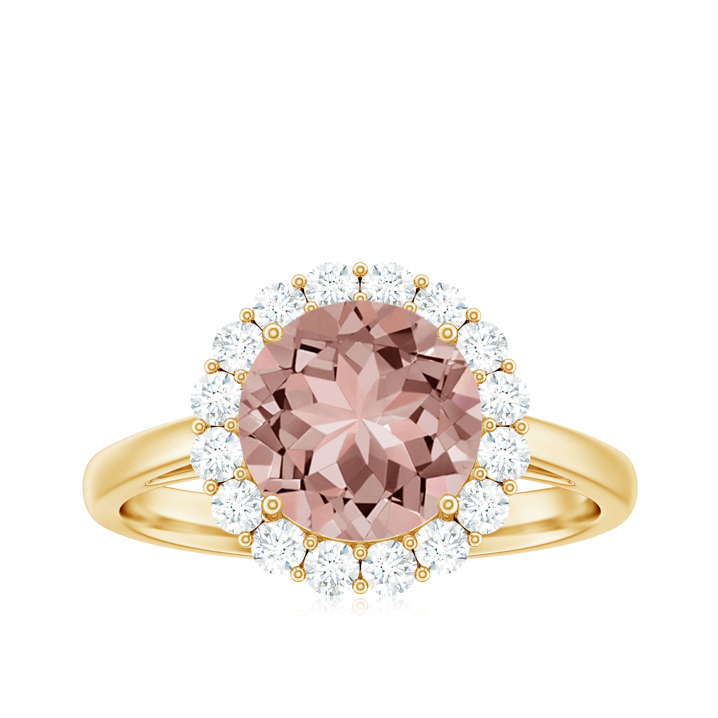 Rosec Jewels-2.50 CT Round Shape Morganite and Diamond Engagement Ring