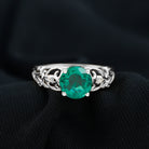 Rosec Jewels-Antique Style Lab Grown Emerald and Diamond Solitaire Ring