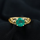 Rosec Jewels-Antique Style Lab Grown Emerald and Diamond Solitaire Ring