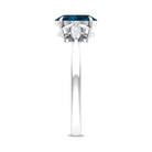 Rosec Jewels-Claw Set London Blue Topaz Solitaire Ring with Marquise Diamond Trio