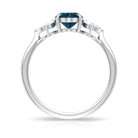 Rosec Jewels-Claw Set London Blue Topaz Solitaire Ring with Marquise Diamond Trio