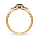 Rosec Jewels-Claw Set London Blue Topaz Solitaire Ring with Marquise Diamond Trio