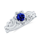 Rosec Jewels-Flower Inspired Created Blue Sapphire and Diamond Engagement Ring